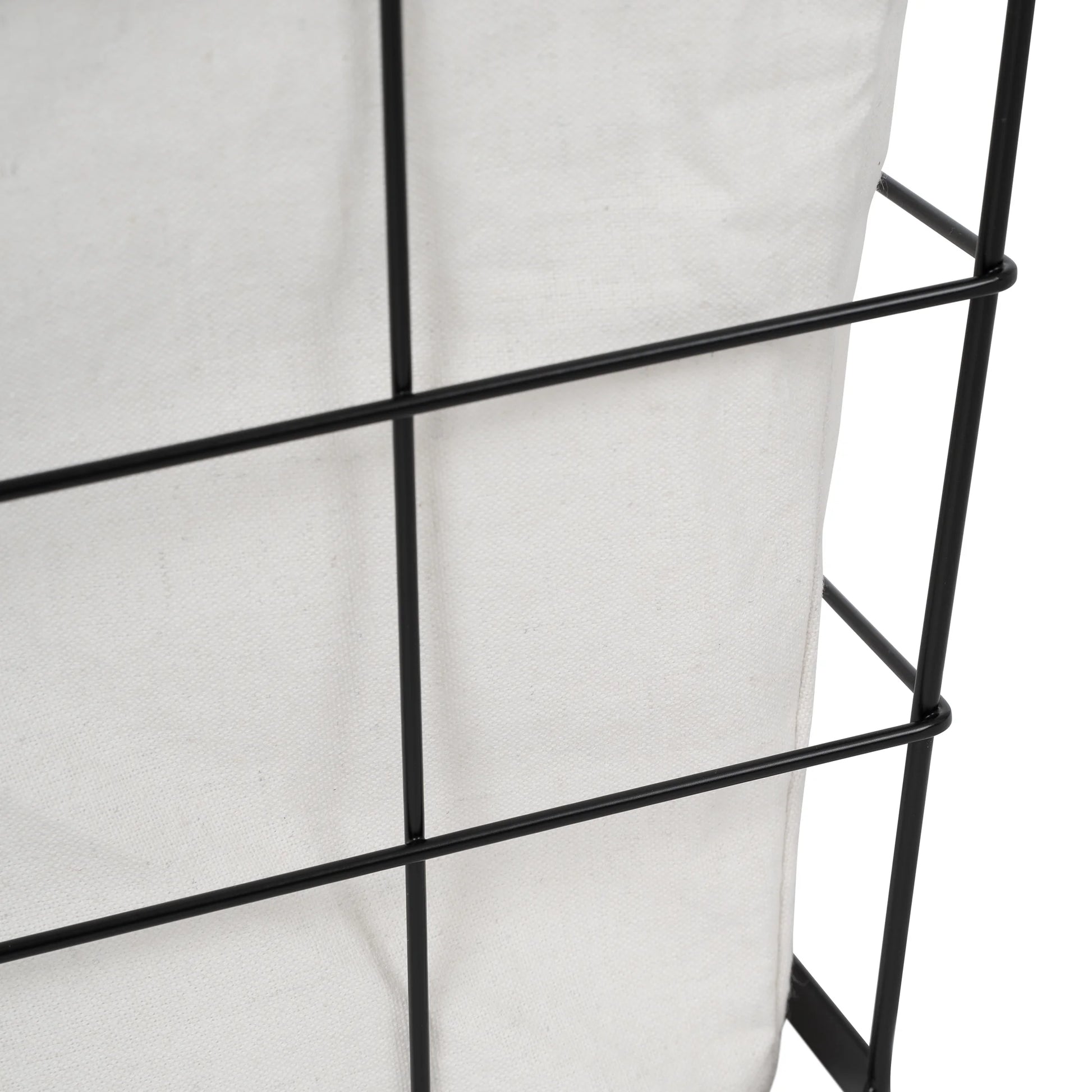 60L Rectangular Steel Laundry Basket for Adult, Black & Natural