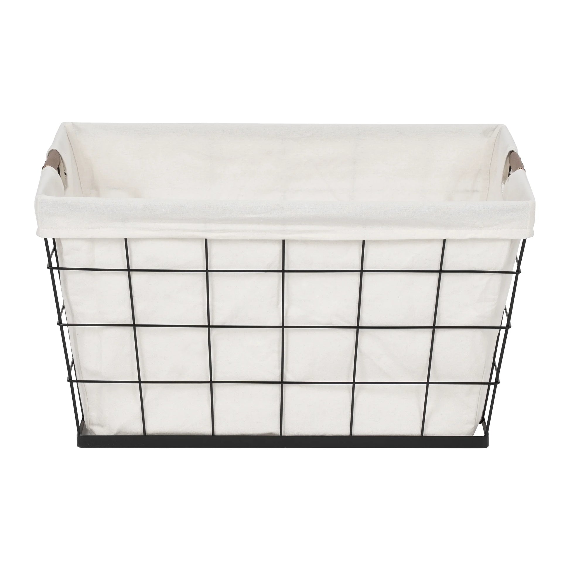 60L Rectangular Steel Laundry Basket for Adult, Black & Natural