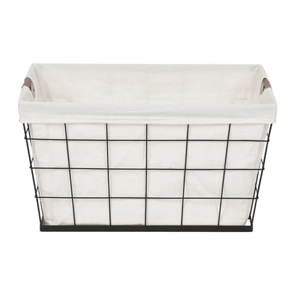 60L Rectangular Steel Laundry Basket for Adult, Black & Natural