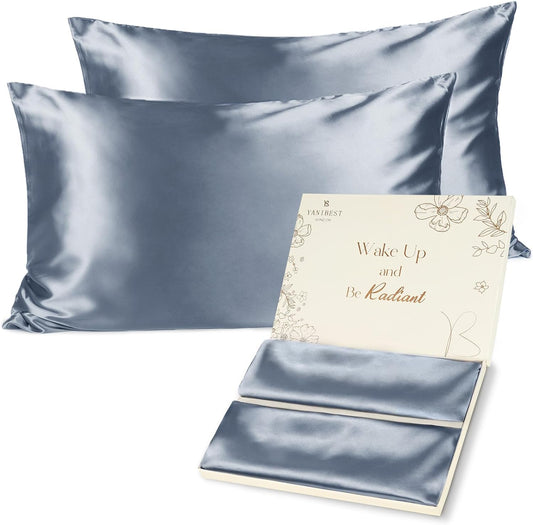Satin Pillowcase, Silk Pillow Cases for Hair and Skin with Zipper, Queen Pillow Cases Set of 2 for 20"X30"