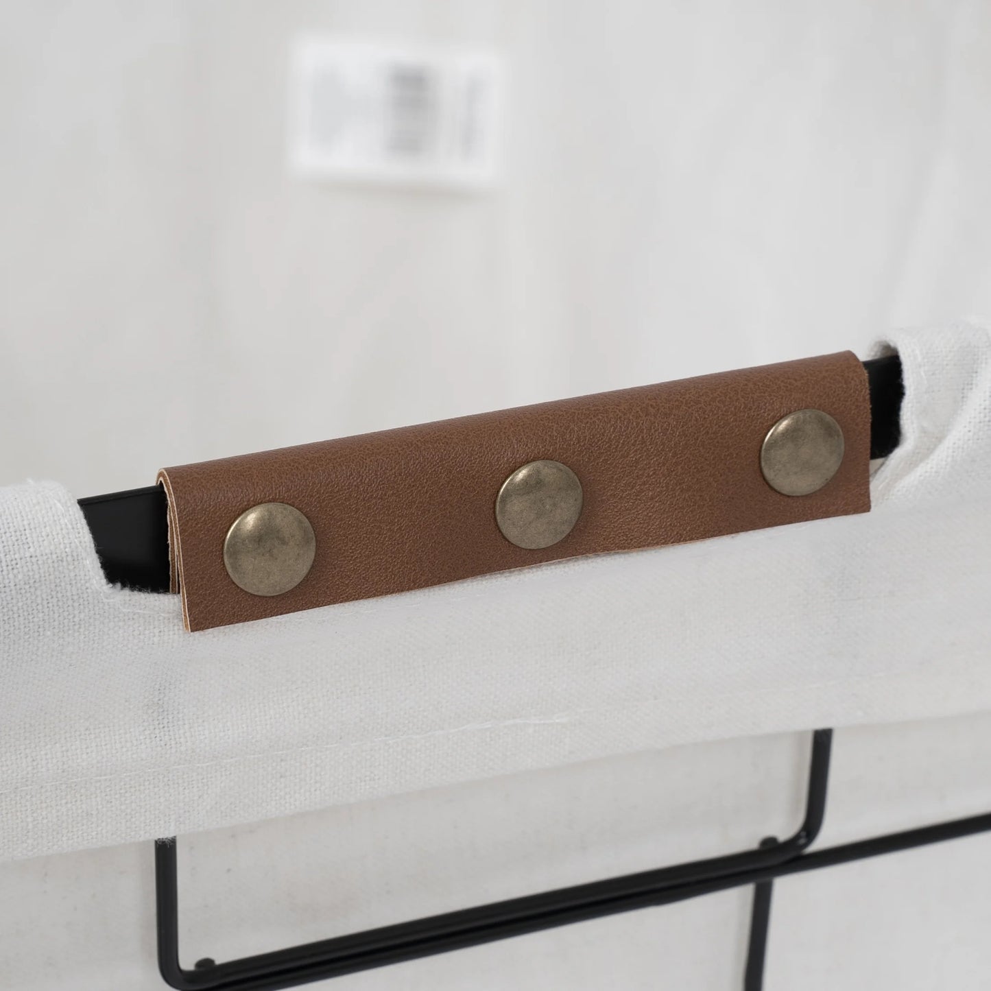 60L Rectangular Steel Laundry Basket for Adult, Black & Natural