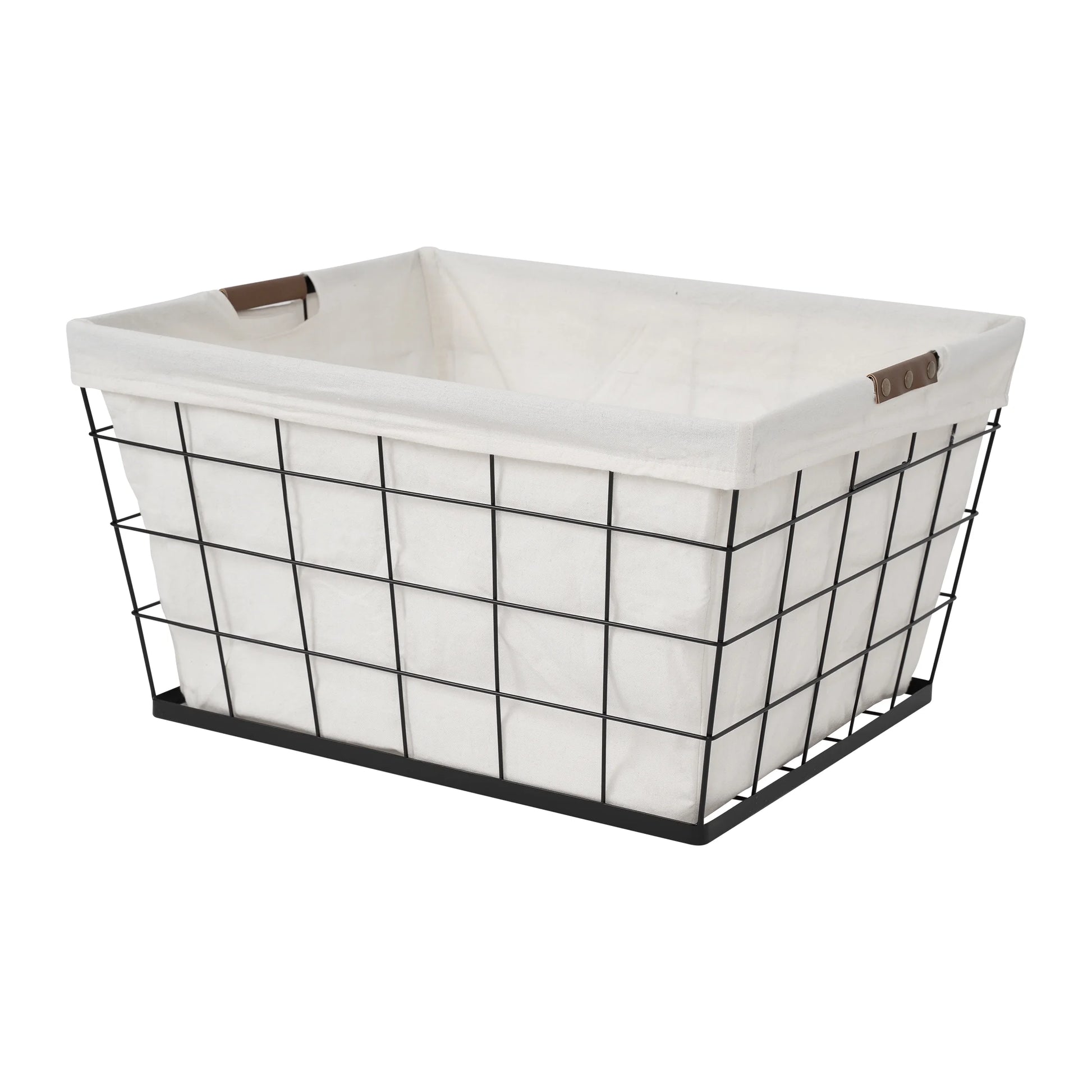 60L Rectangular Steel Laundry Basket for Adult, Black & Natural