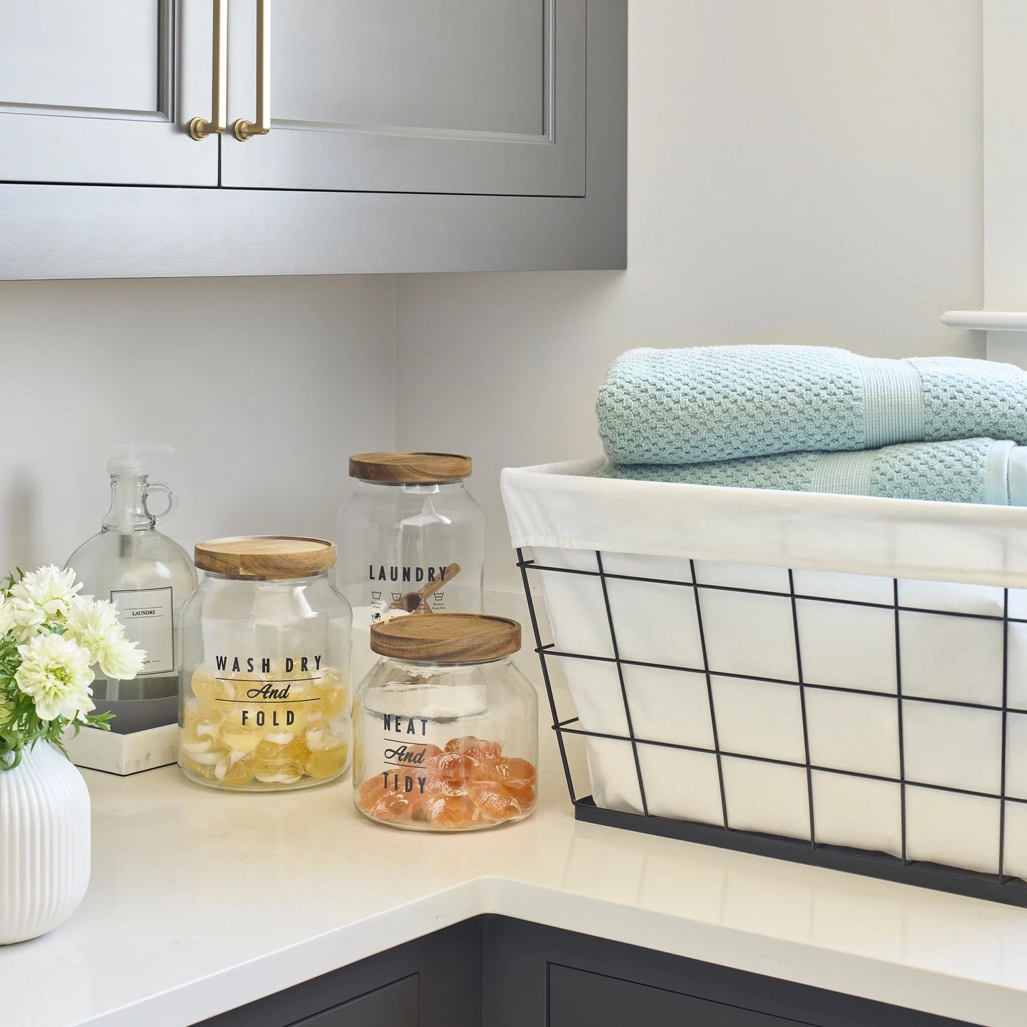 60L Rectangular Steel Laundry Basket for Adult, Black & Natural